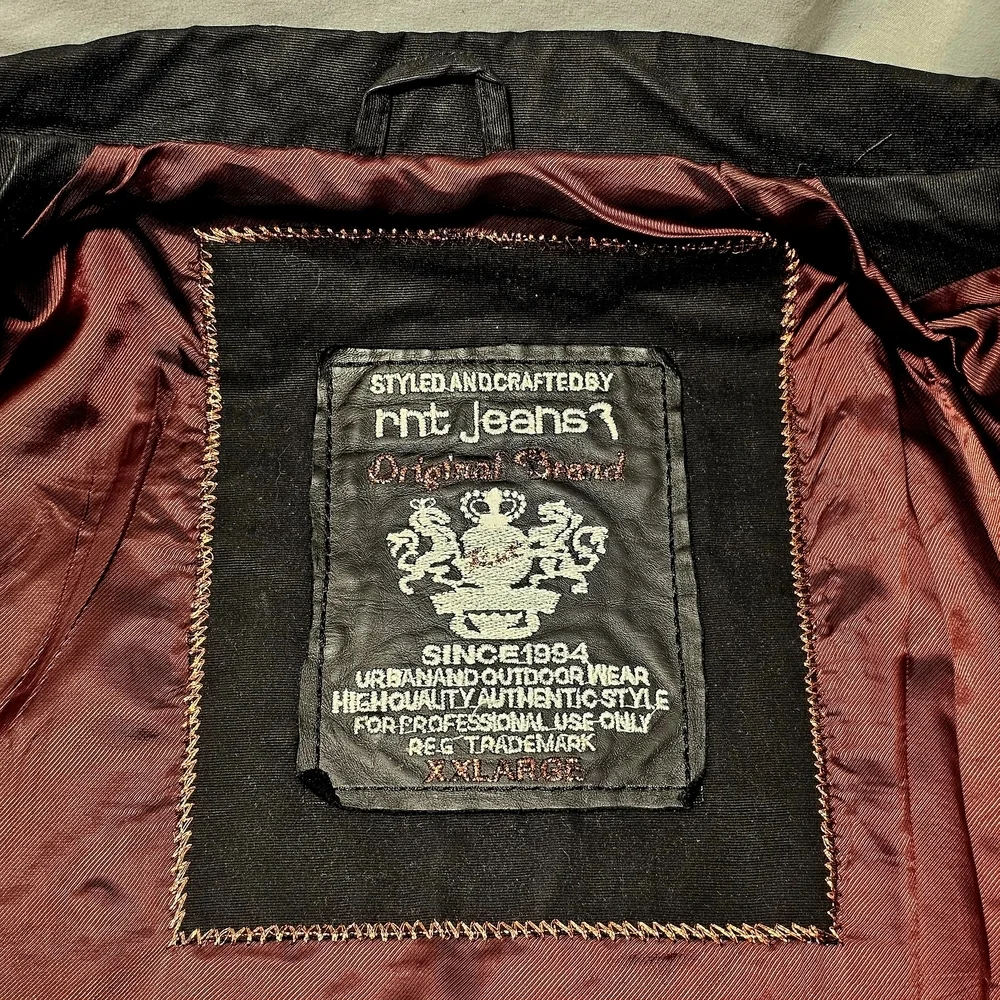 rnt23 Ron Tomson Urban Outdoor Wear Mens Y2K 90's Black Denim Jacket XXL - Picture 13 of 16